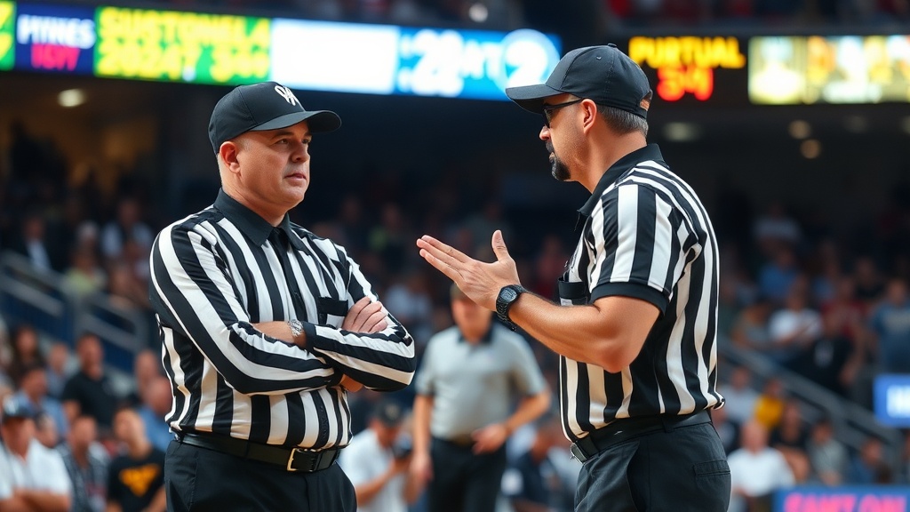 경기 중단 상황에서 경기 관계자들이 절차를 진행하는 모습